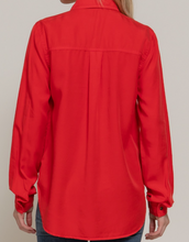 Load image into Gallery viewer, Red Tencel Button-Up Shirt

