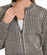 Load image into Gallery viewer, Black Two-Tone Zip-Up Sweater
