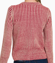 Load image into Gallery viewer, Red Two-Tone Zip-Up Sweater
