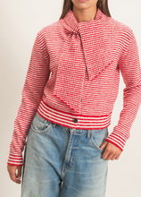 Load image into Gallery viewer, Red Stripe Scarf Cardigan
