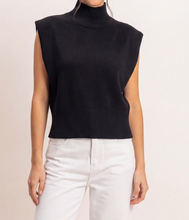 Load image into Gallery viewer, Black Sleeveless High Neck Sweater
