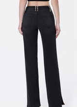 Load image into Gallery viewer, Leopard Stripe High Rise Flare Jeans

