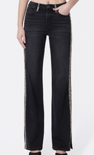 Load image into Gallery viewer, Leopard Stripe High Rise Flare Jeans
