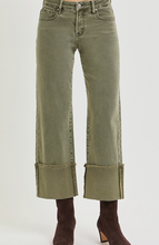 Load image into Gallery viewer, Olive Cuffed Wide Leg Jeans
