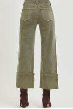 Load image into Gallery viewer, Olive Cuffed Wide Leg Jeans
