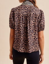 Load image into Gallery viewer, Animal Print Striped Bow Blouse
