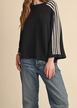 Load image into Gallery viewer, Black Striped Sleeve Sweater
