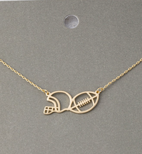 Load image into Gallery viewer, Gold Football &amp; Helmet Necklace
