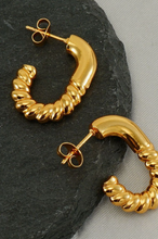 Load image into Gallery viewer, Gold Twist Huggie Hoop Earrings
