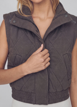 Load image into Gallery viewer, Charcoal Gray Mineral Wash Quilted Terry Vest Jacket
