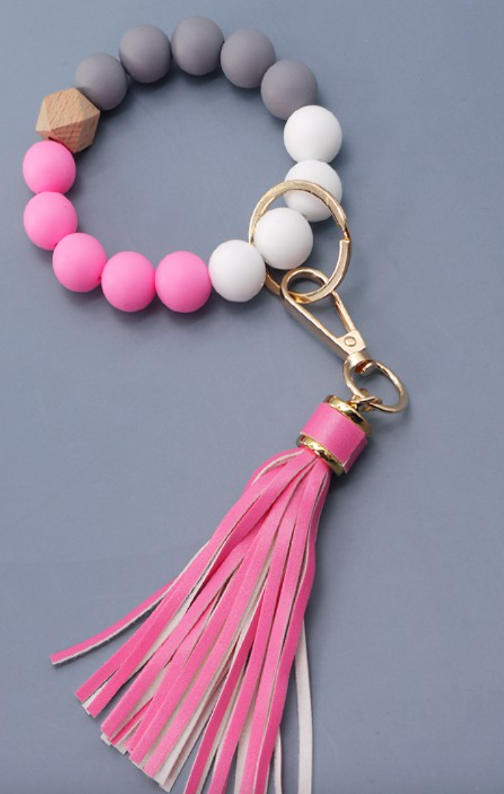 Bead & Tassel Bracelet Key Holder