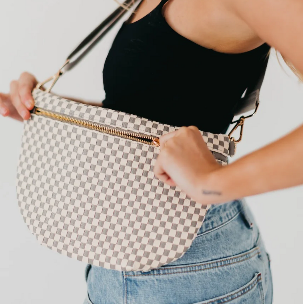 Woven Checker Sling Bags