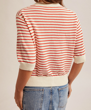 Load image into Gallery viewer, Cream &amp; Red Stripe Short Sleeve Sweater
