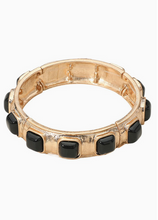 Load image into Gallery viewer, Square Colored Stone &amp; Hammered Gold Embellished Bracelet
