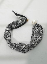 Load image into Gallery viewer, Black Paisley Scarf Necklace
