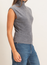 Load image into Gallery viewer, Charcoal Sleeveless Hig Neck Sweater
