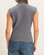 Load image into Gallery viewer, Charcoal Sleeveless Hig Neck Sweater
