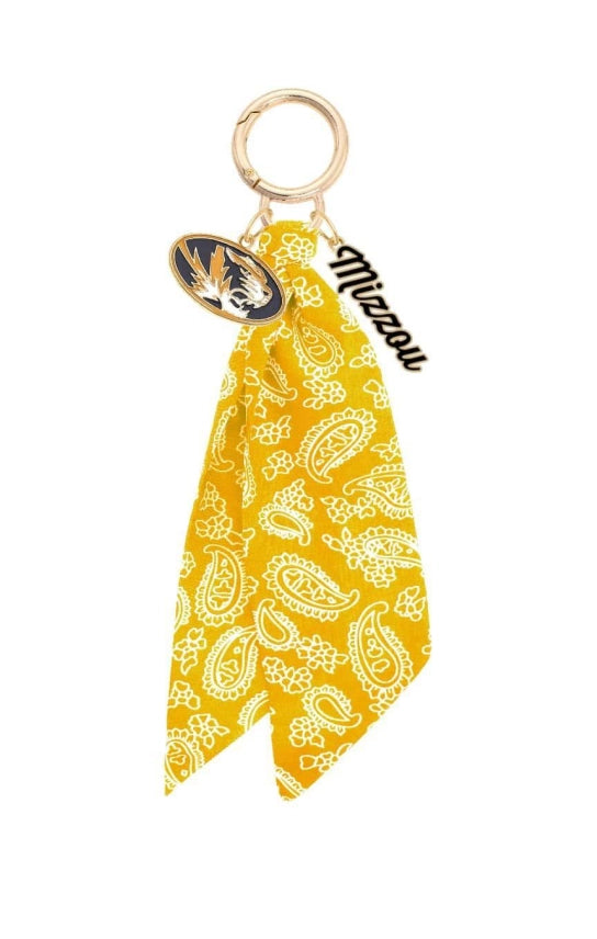 Yellow Paisley Mizzou Bag Charm/Key Chain