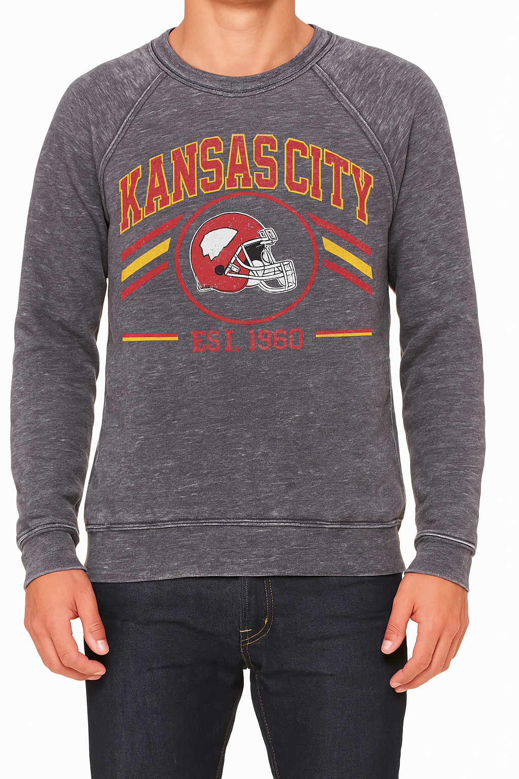 Kansas City Football  Gray Acid Wash Sweatshirt