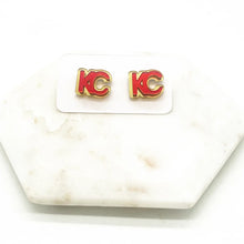 Load image into Gallery viewer, Red &amp; Gold KC Post Earrings
