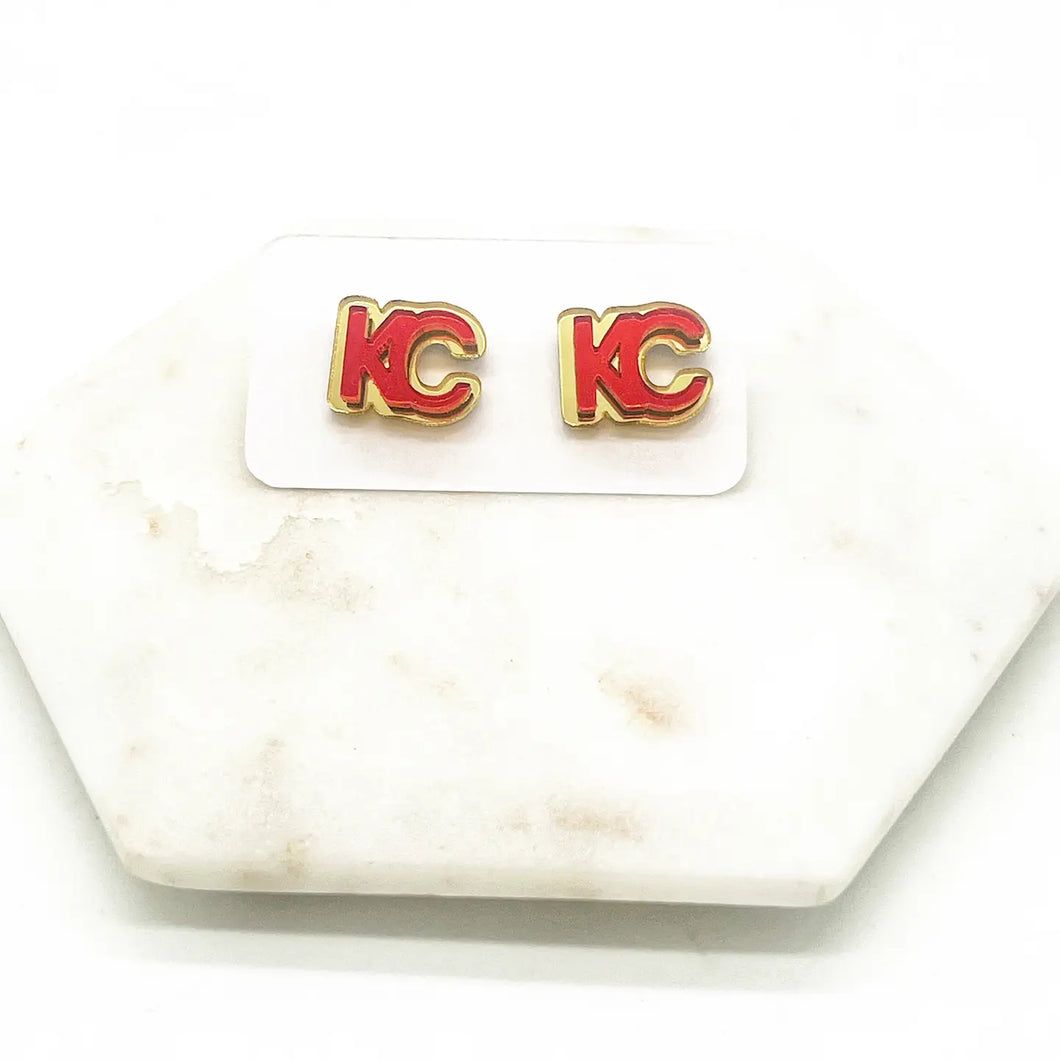 Red & Gold KC Post Earrings