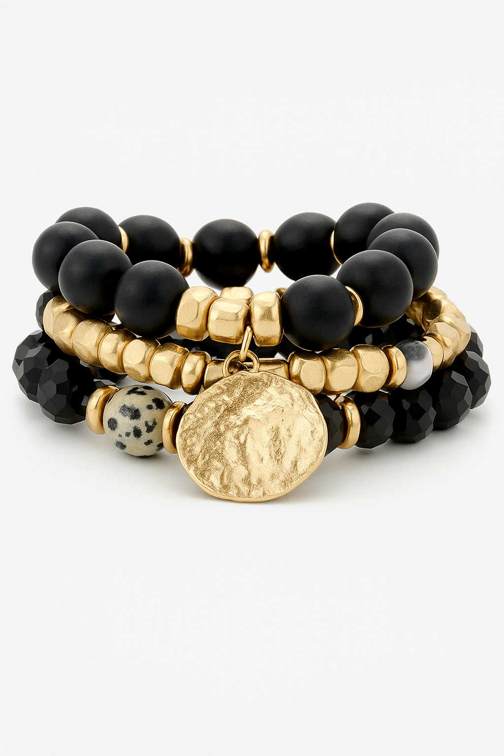 Black Multi-Bead Bracelet Set