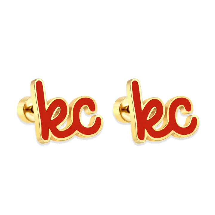 KC Script Post Earrings