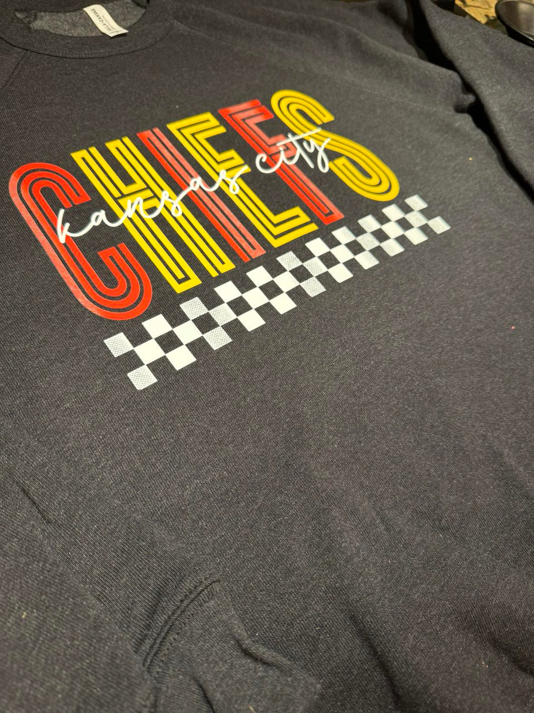 Dark Gray Chiefs Checker Bar Print Sweatshirt