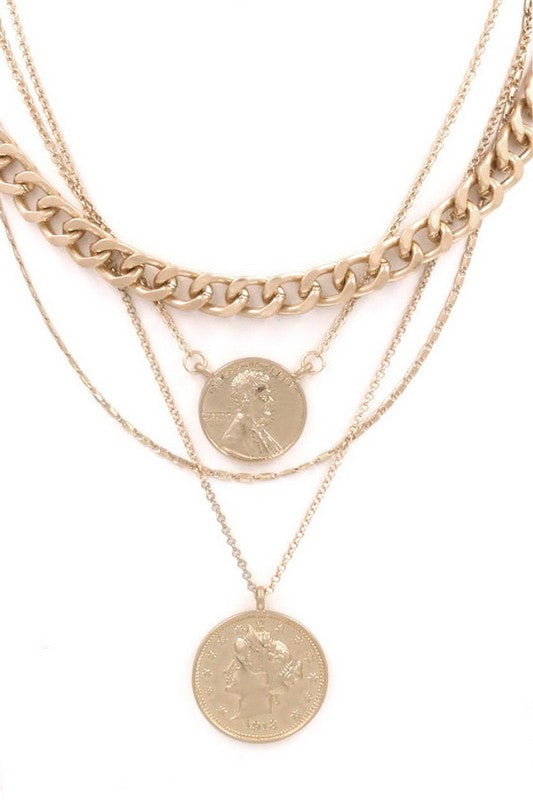Gold Coin Layered Necklace
