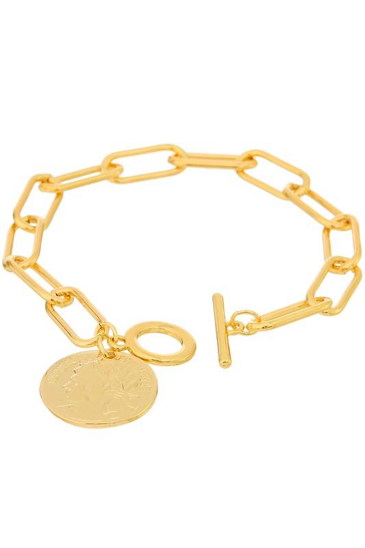 Coin Charm Toggle Bracelet