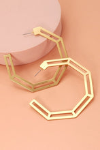 Load image into Gallery viewer, Gold or Silver Hexagon Hoop Earrings
