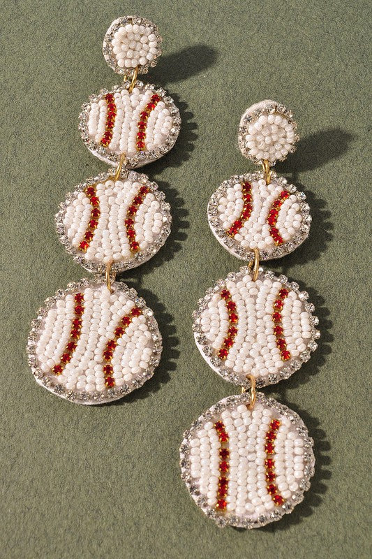 Baseball & Diamond Earrings