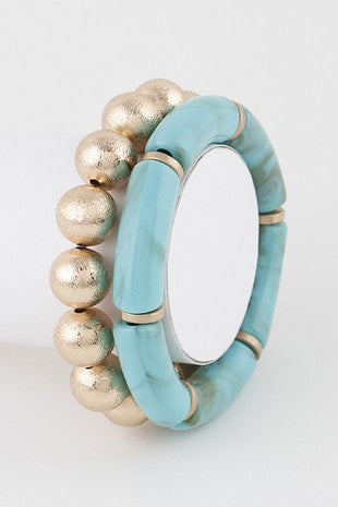 Turquoise & Gold Bracelet Set