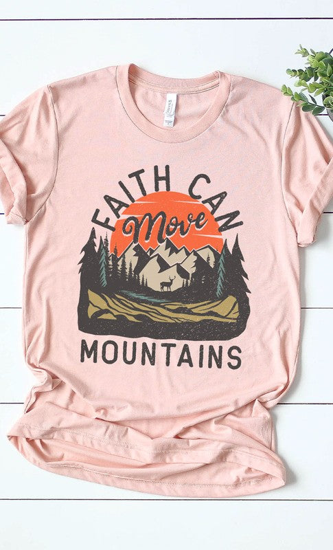 Heather Peach Faith Can Move Mountains Tee