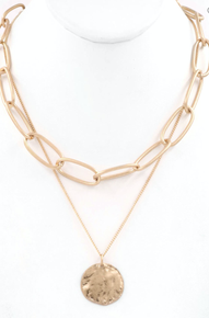 Hammered Metal Layered Necklace