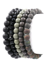 Load image into Gallery viewer, Glass/Wood Bead Stretch Bracelet Set

