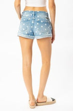 Load image into Gallery viewer, Light Denim Shorts w/ Distress &amp; Dots
