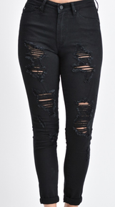 Black Distressed Skinny KanCan Jeans