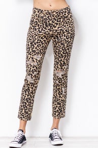 Animal Print Distressed Pants