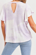 Load image into Gallery viewer, Lavender Tie Dye Ruffle Top
