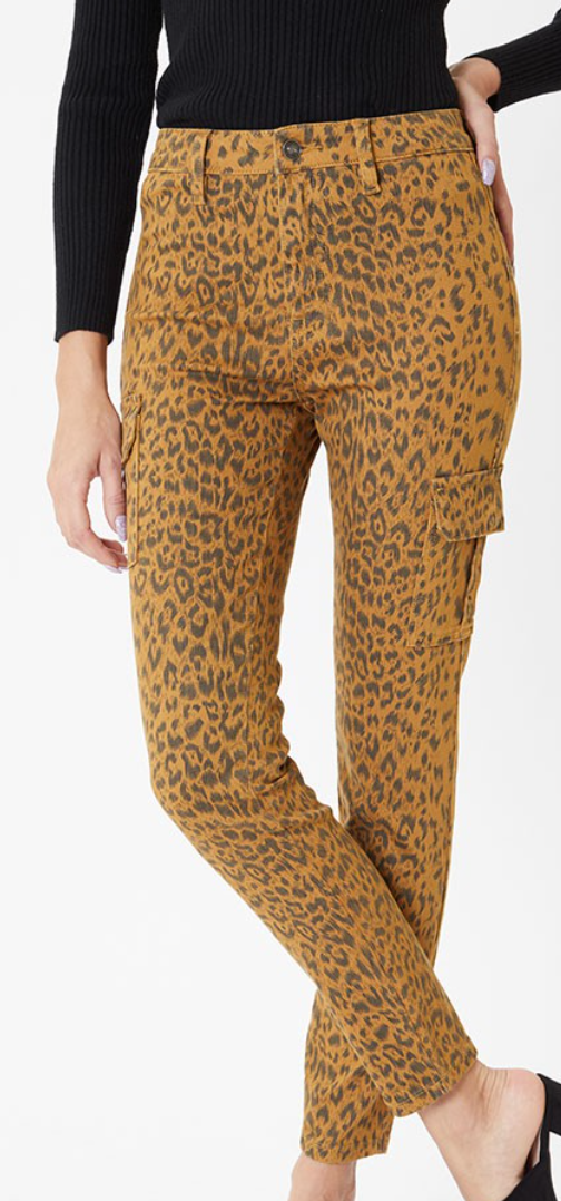 High Rise Leopard Cargo KanCan Jeans