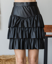 Load image into Gallery viewer, Black Layered Leather Skirt
