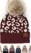 Load image into Gallery viewer, CC Animal Print Pom Beanie Hat
