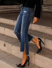 Load image into Gallery viewer, FM Mid Rise Crop Flare w/ Side Slit Jeans

