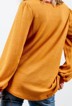 Load image into Gallery viewer, Mustard &amp; Red Waffle Knit Long Sleeve
