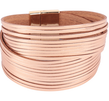 Load image into Gallery viewer, Rose Gold Leather Wrap Bracelet
