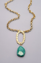 Load image into Gallery viewer, Jade Oval Ring Chunky Long Chain Necklace
