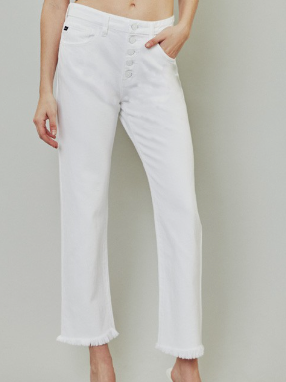 White Frayed Crop KanCan Jeans