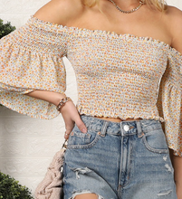 Load image into Gallery viewer, Honey Floral Smoking Crop Top
