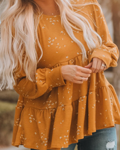 Load image into Gallery viewer, Orange Floral Tiered Ruffle Top
